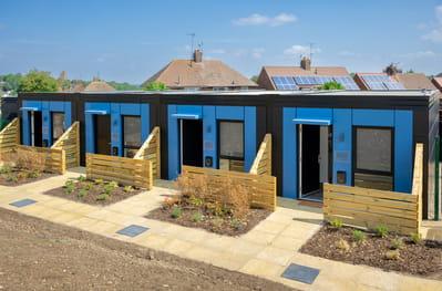 4 Solo haus housing pods in a row