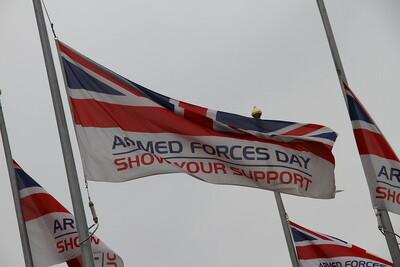 Armed forces flags being flown