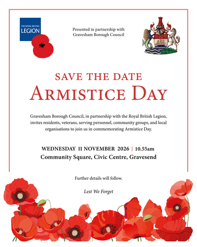 Poster with red poppies. Text reads armistice day