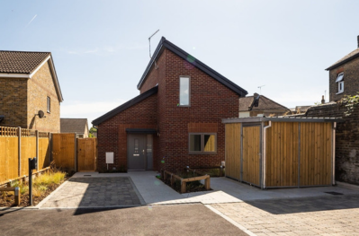 Side view of housing development Armoury Drive