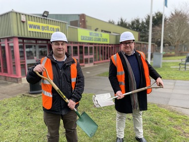 Cllrs Burden and Mochrie-Cox outside Cascades leisure centre