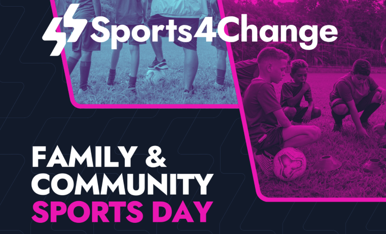 Banner for community sports day event.