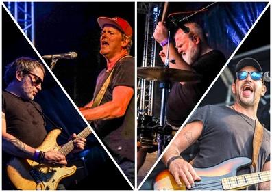 Montage of members of the band Dodgy