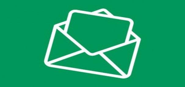 Green background with envelope icon