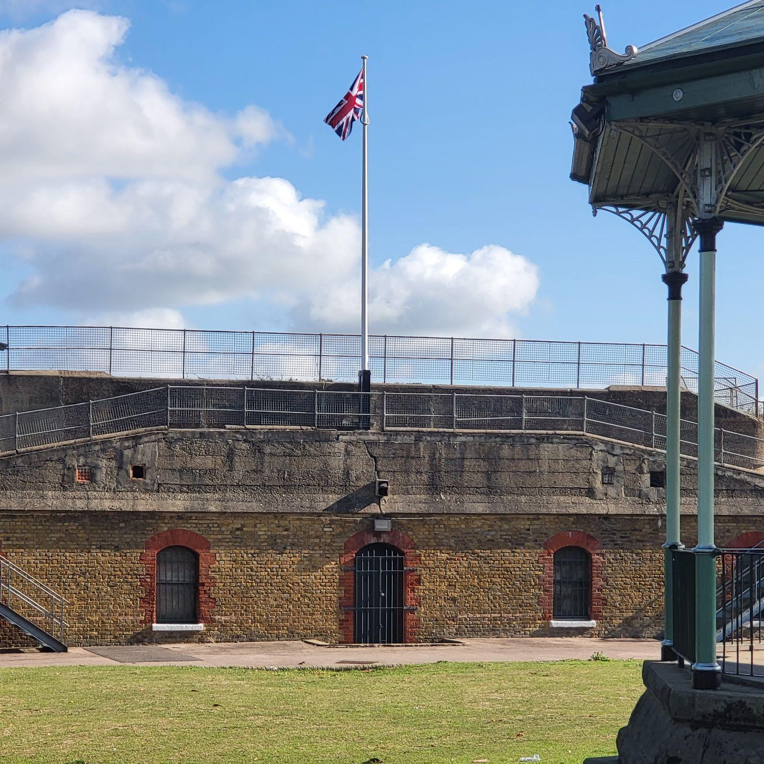 Union flag flying at New Tavern Fort.