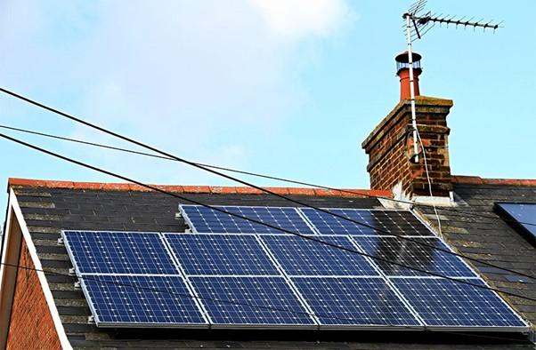 Roof showing solar panels