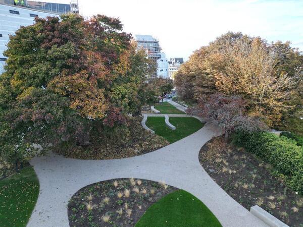 Ariel shot of St Andrews garden progress