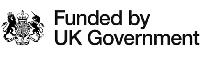 Black text 'Funded by UK government'