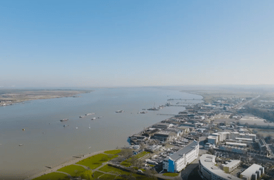 Arial shot across the estuary