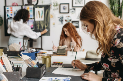 Women in an art studio painting